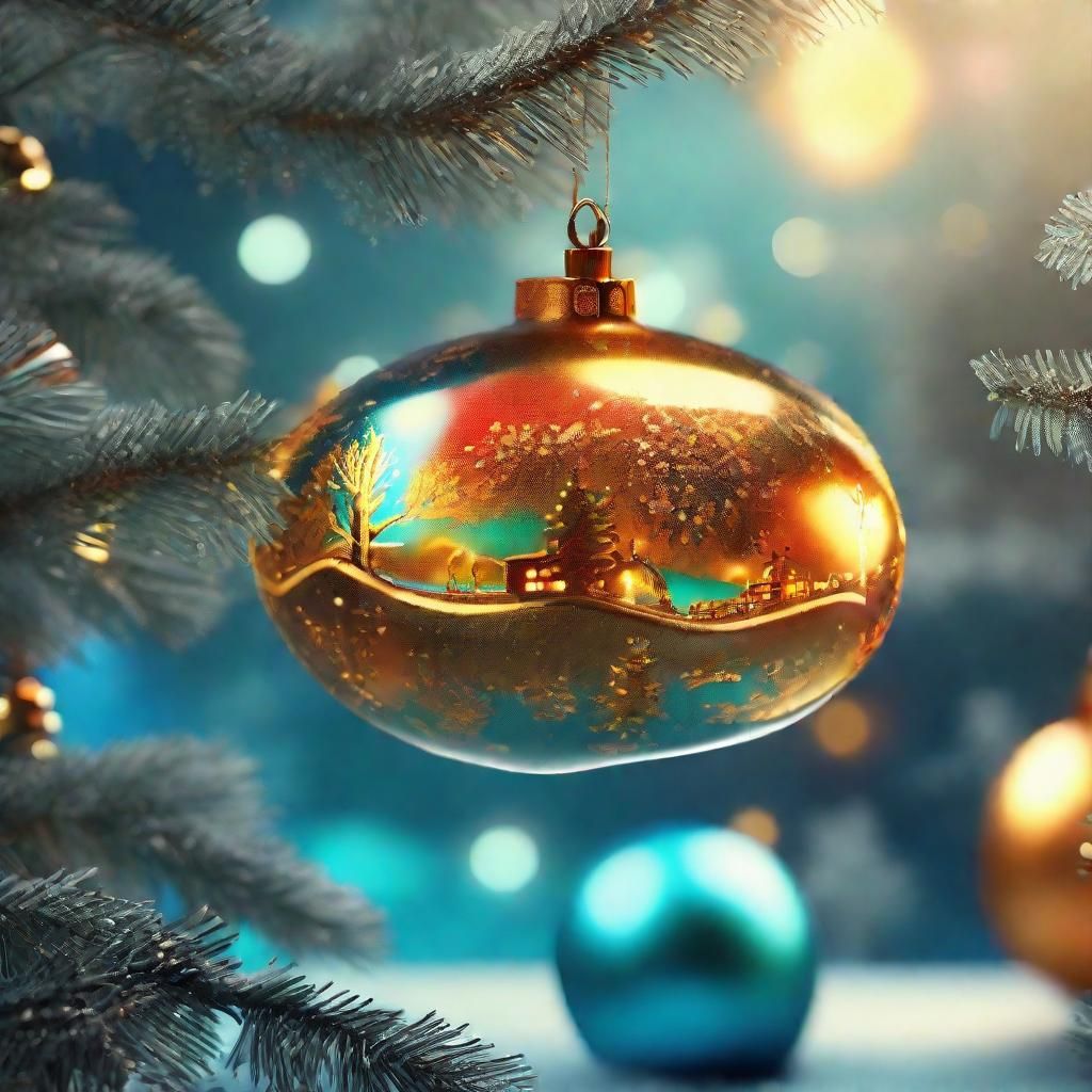 Mid Century Modern Christmas Ornament in Warm, Golden Light