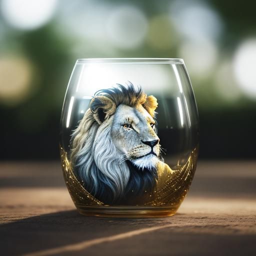 Crystal and Gold Lion Close-up