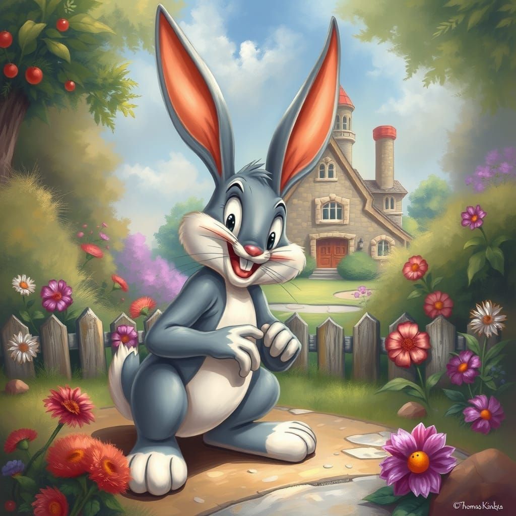 Bugs Bunny in Thomas Kinkade Style
