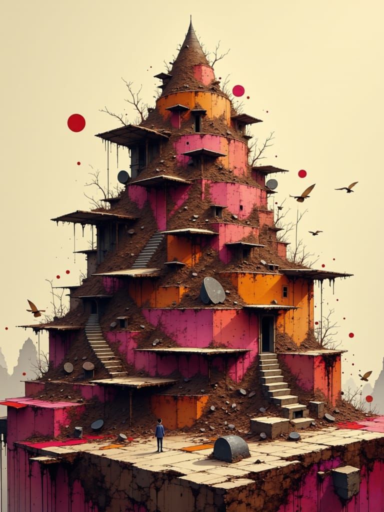 Chocolate Ice Cream Mountain in Whimsical Style