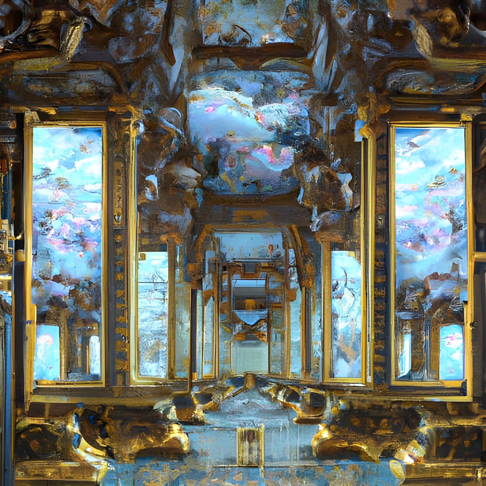 Psychedelic Hall of Mirrors at Versailles: Digital Illustrat...