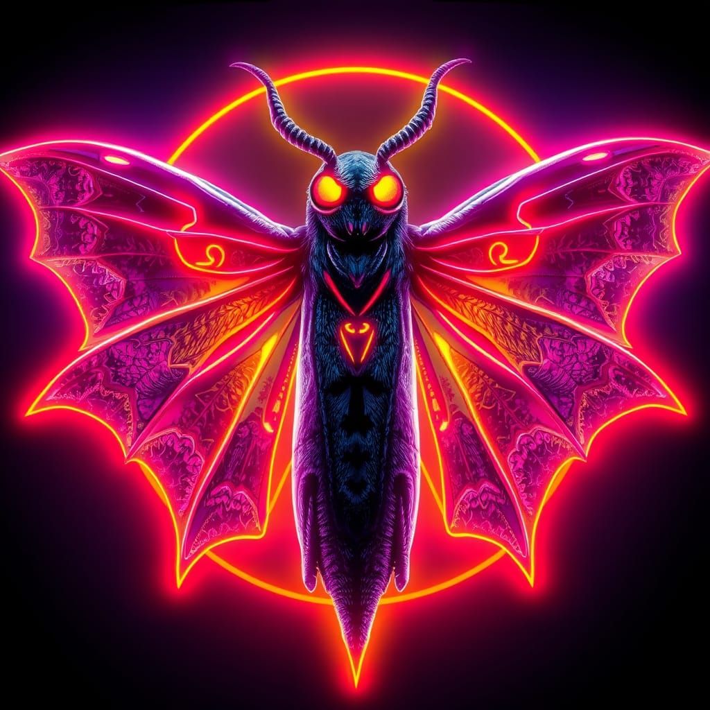Halloween Moth with Neon Glow, Hyperdetailed