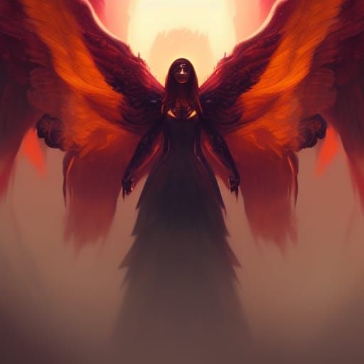 Red Haired Sphinx in Dark Fantasy Style