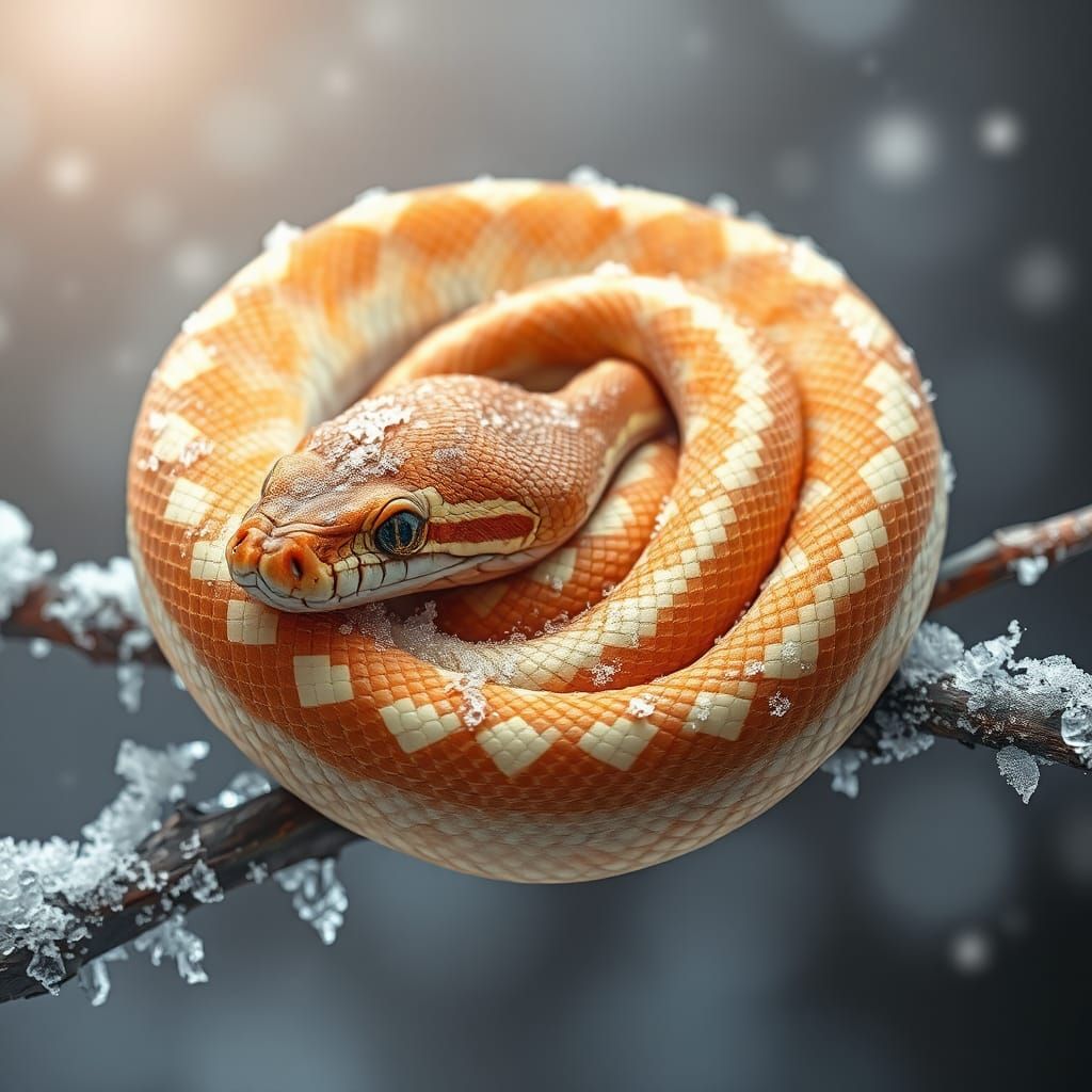 Tessera Corn Snake on Winter Branch