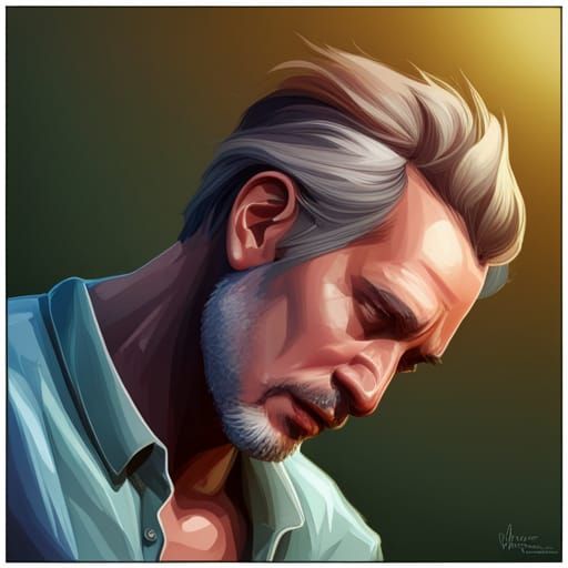 Desperately Sad Man: Hyperdetailed Portrait