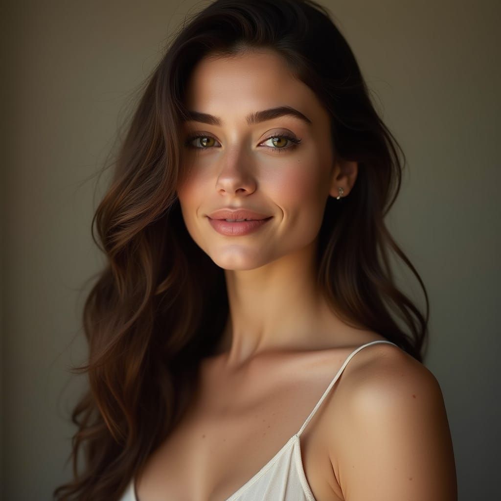 Elegant Brunette Woman in Soft Waves