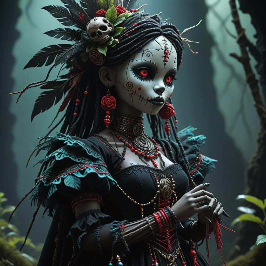 Enchanted Voodoo Doll in Dark Fantasy Style