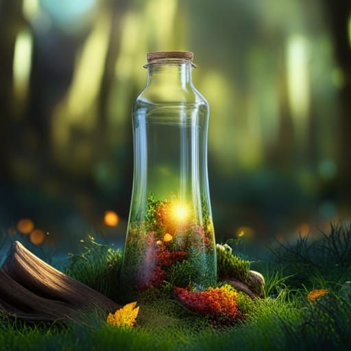 Galaxy in a Bottle in Autumn Woods