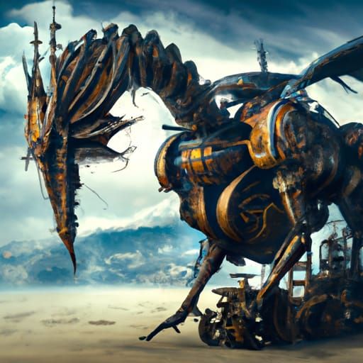 Mechanical Horse Dragon in Digital Matte Painting