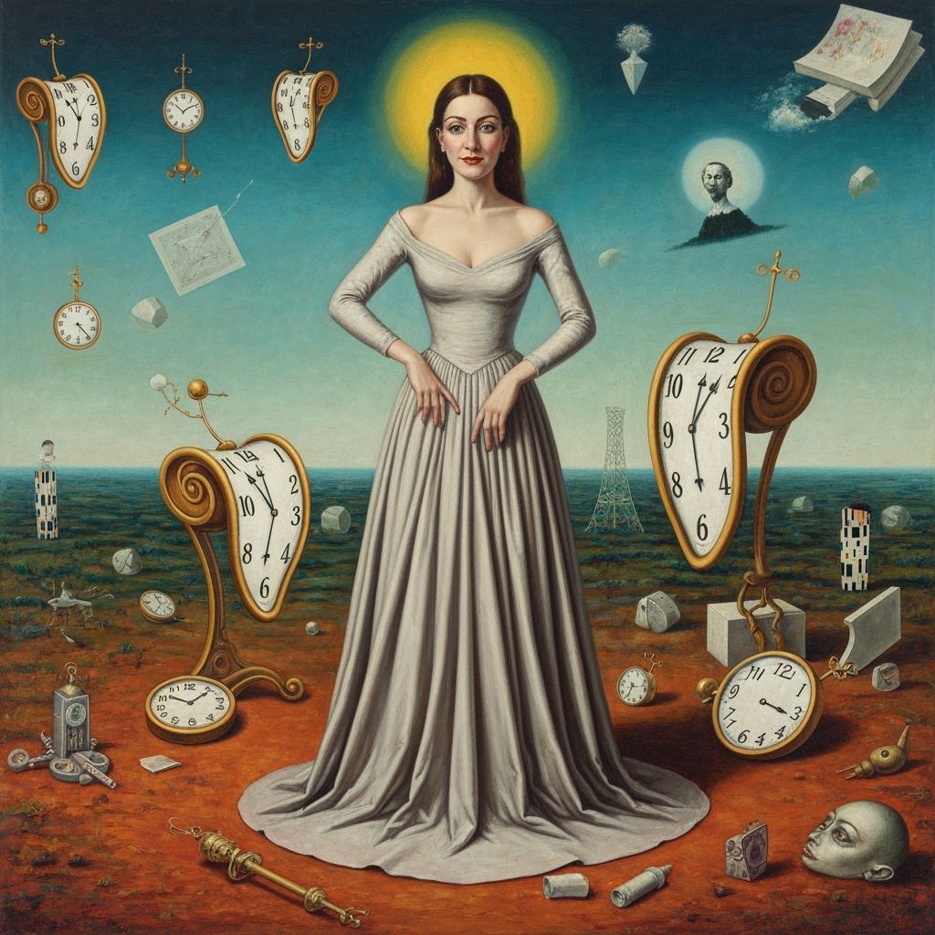 Dreamlike Woman in Surreal Landscape as Surrealist Painting