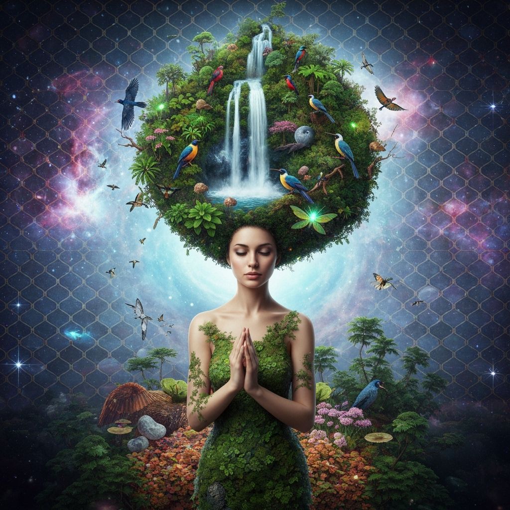 Bio-Art Collage: Woman with Rainforest Hair