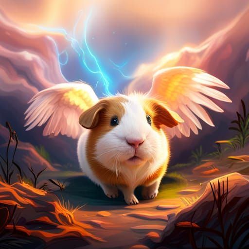 Guinea Pig with Angel Wings: Fantasy Concept Art