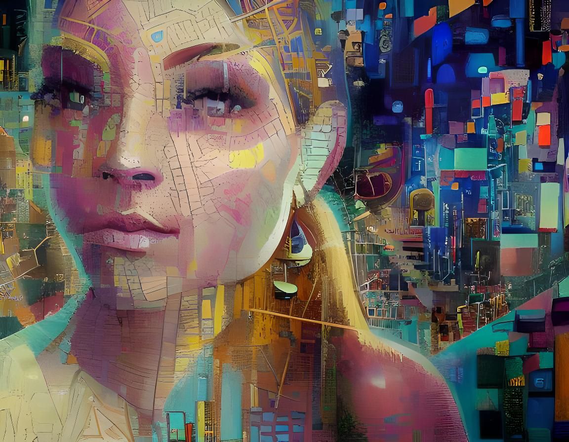 Steampunk Mecha Girl in Istanbul Market, Digital Art