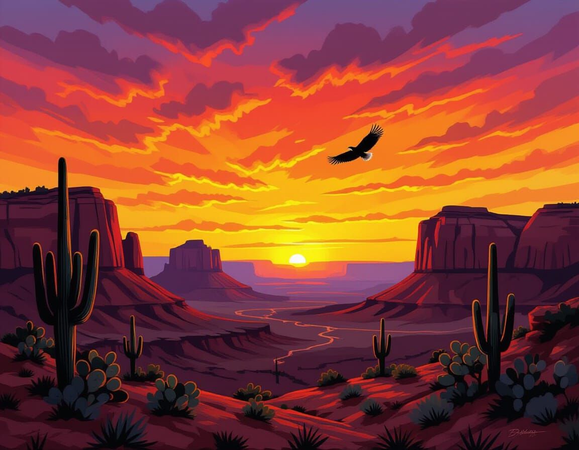 American Southwest Desert Sunset Landscape