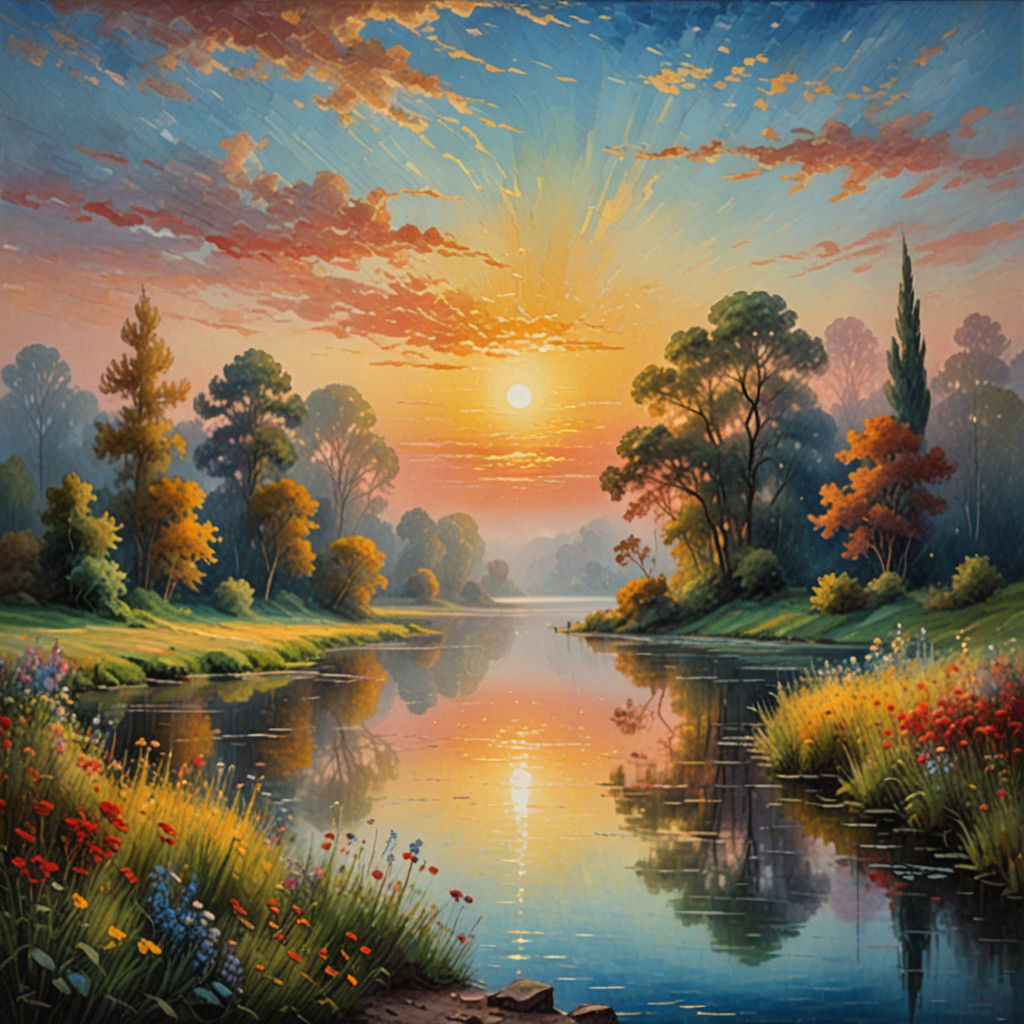 Dreamlike Serenity: Soft Focus Watercolor Landscape