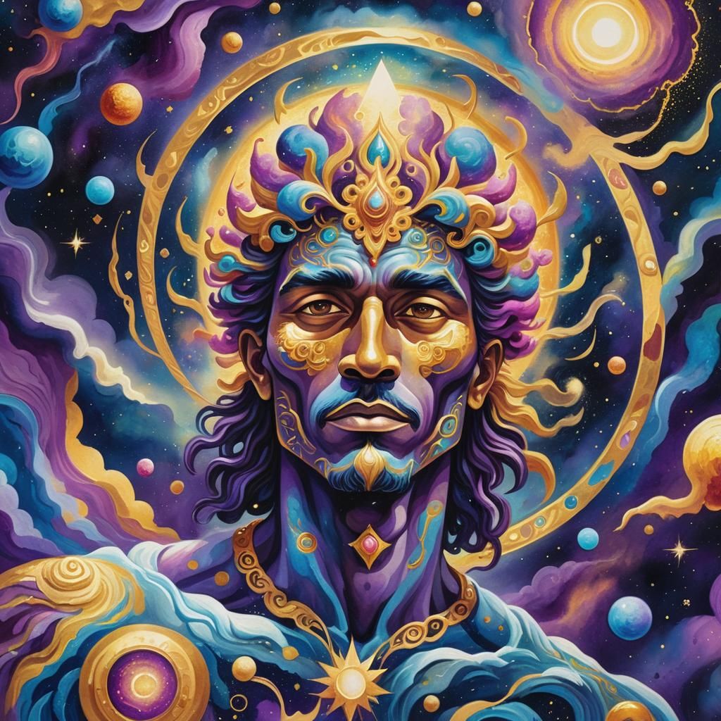 Ethereal Cosmic Ascension in Vibrant Gouache