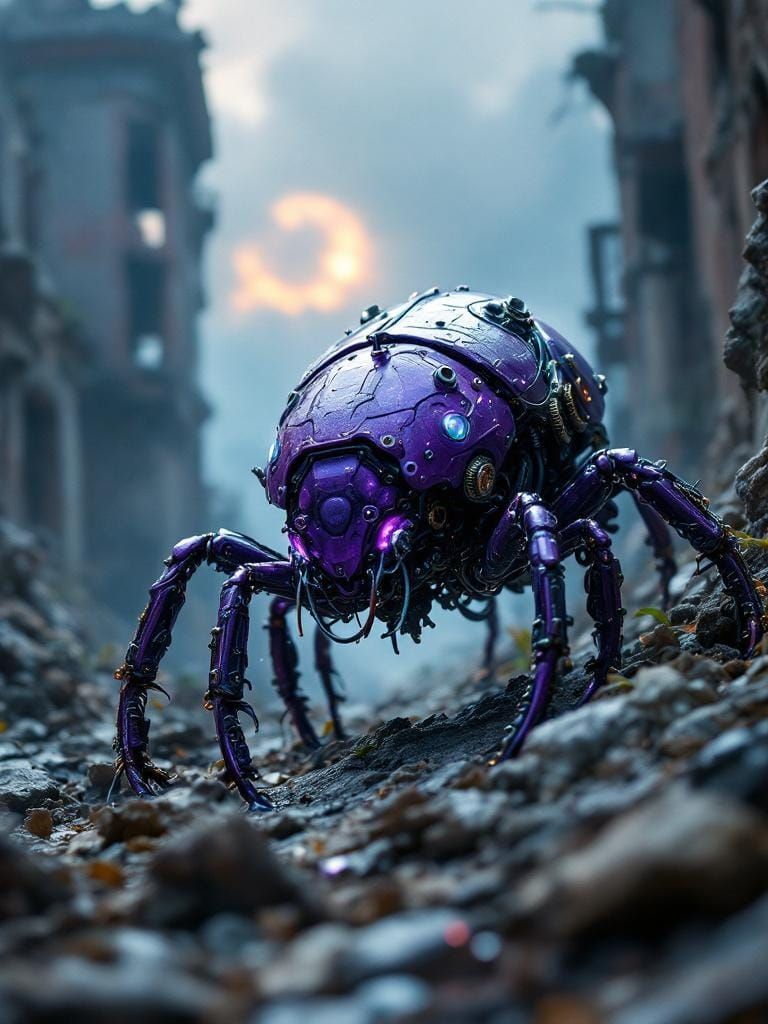 Biomechanical Scarab Beetle in Eerie Dreamscape