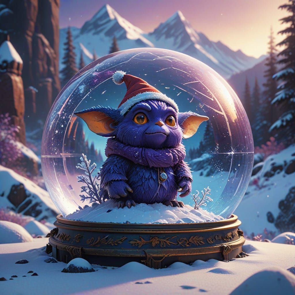 Whimsical Winter Wonderland in Vibrant Digital Art