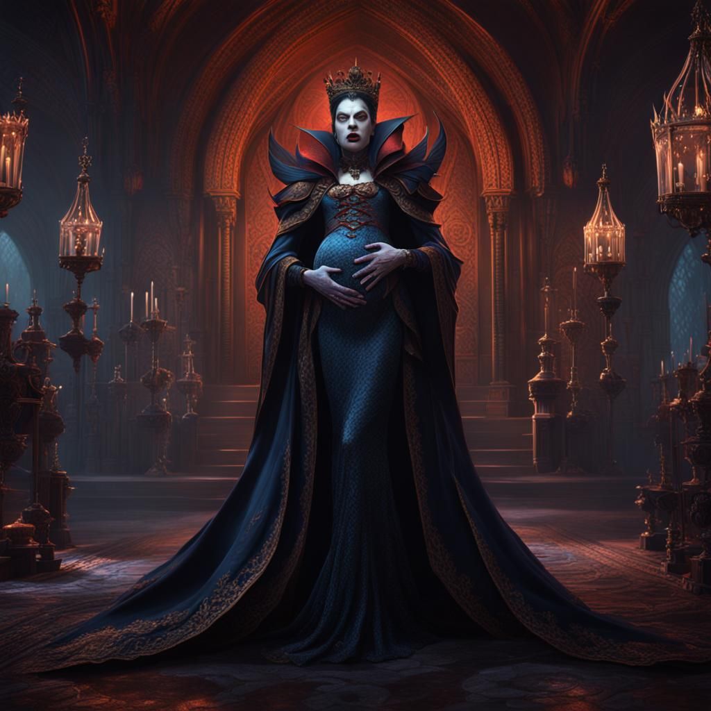 Dracula's Pregnant Queen: Detailed Matte Painting