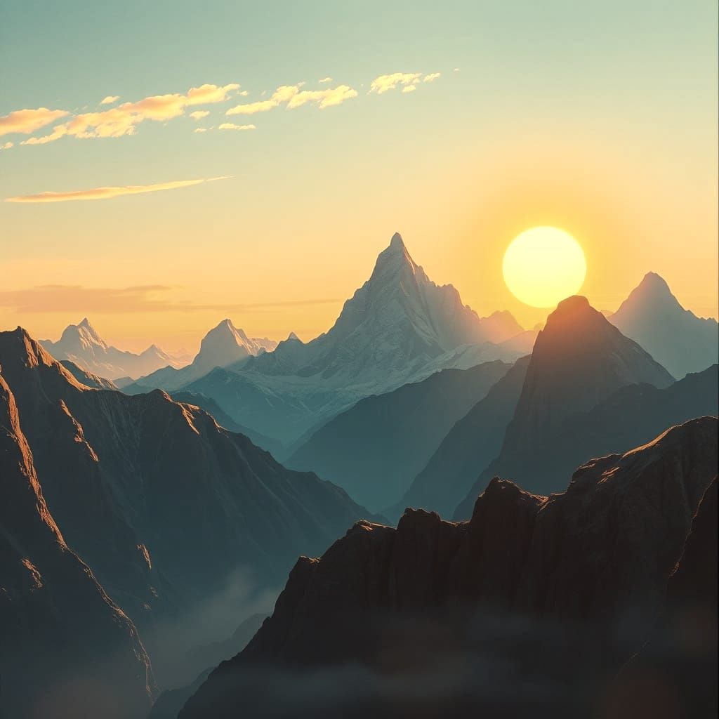 Ethereal Evening Mountains in Surreal Hyperdetail