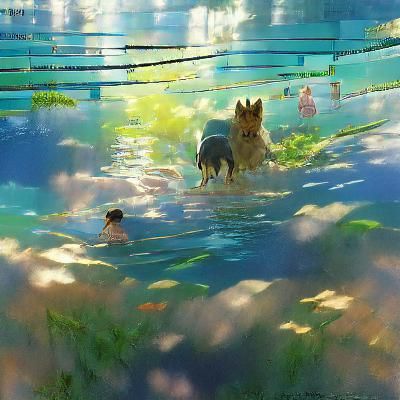 Dog Swimming: Studio Ghibli Anime Key Visual