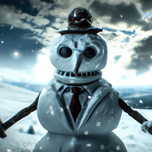 Cinematic Evil Snowman Digital Matte Painting