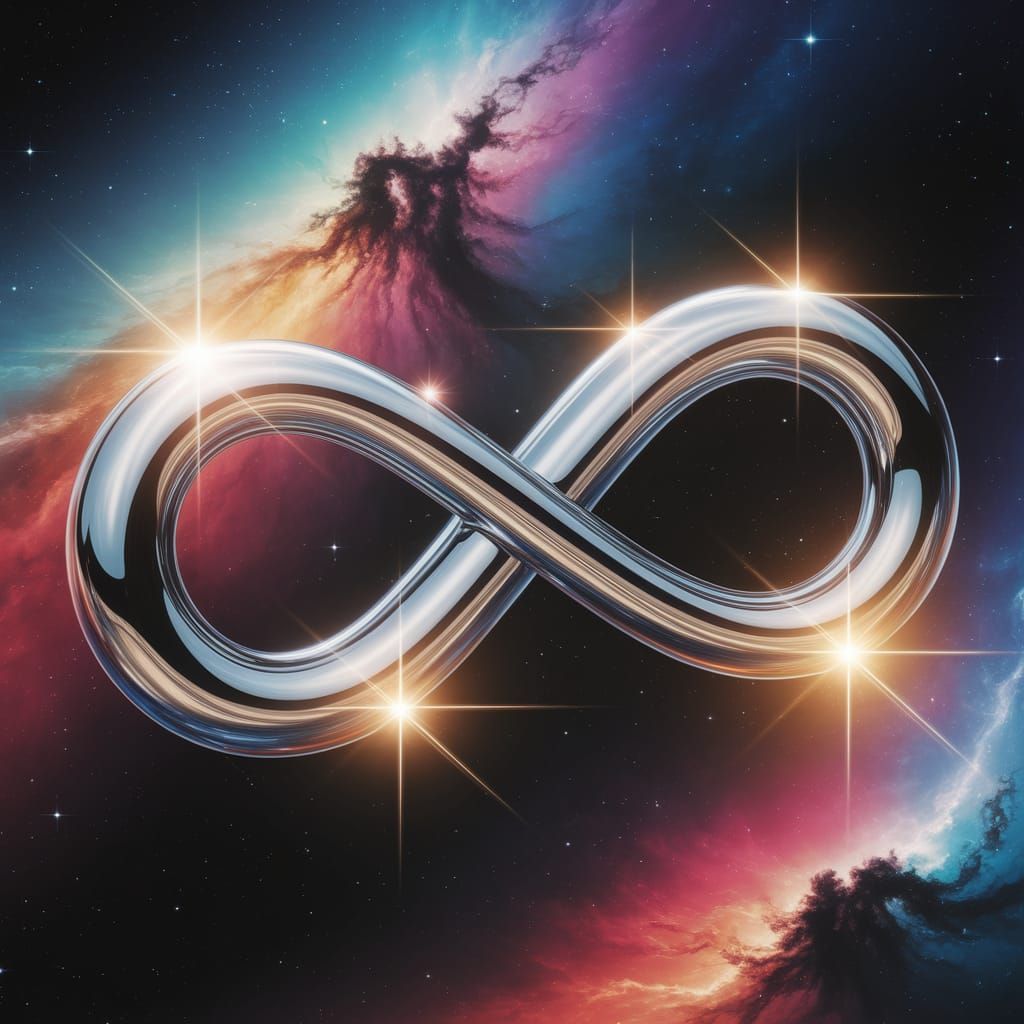 Infinity Symbol Spaceship in Cosmic Nebula