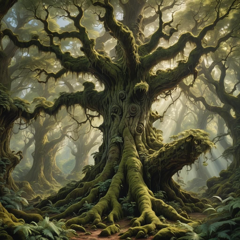 Mystical Arboreal Tree with Sprawling Limbs