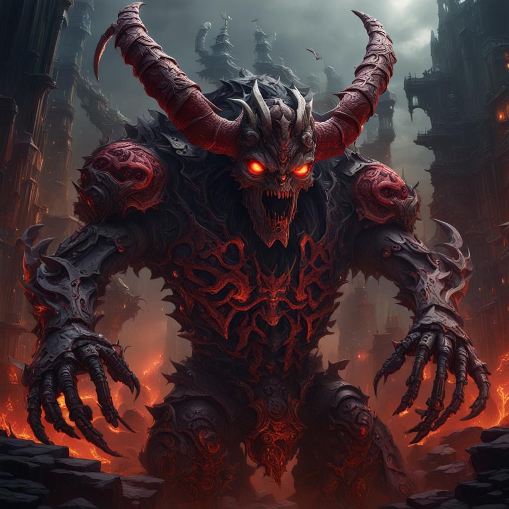 Robotic Satan: Detailed Matte Painting in Deep Color