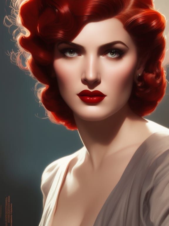 Noir Femme Fatale Portrait in Rococo Style