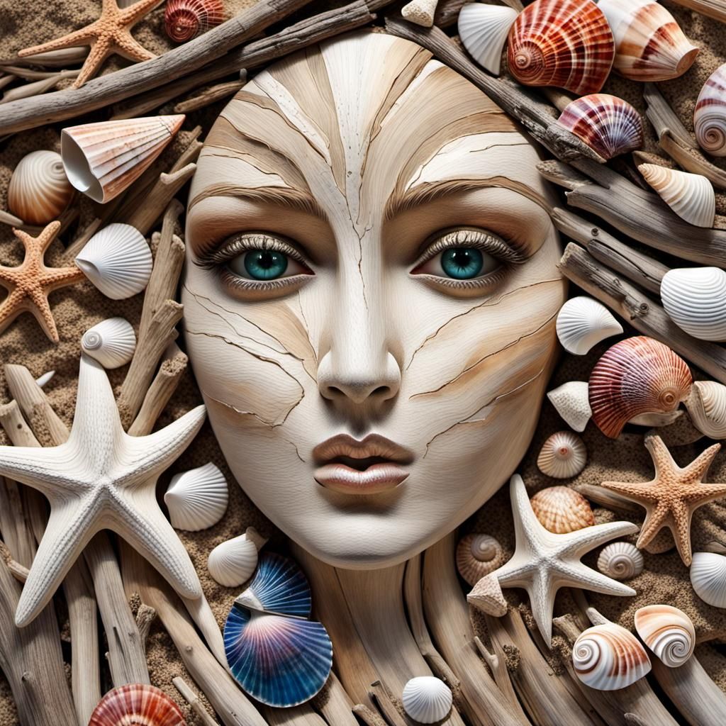 Seashell Woman Portrait in Photorealistic Style