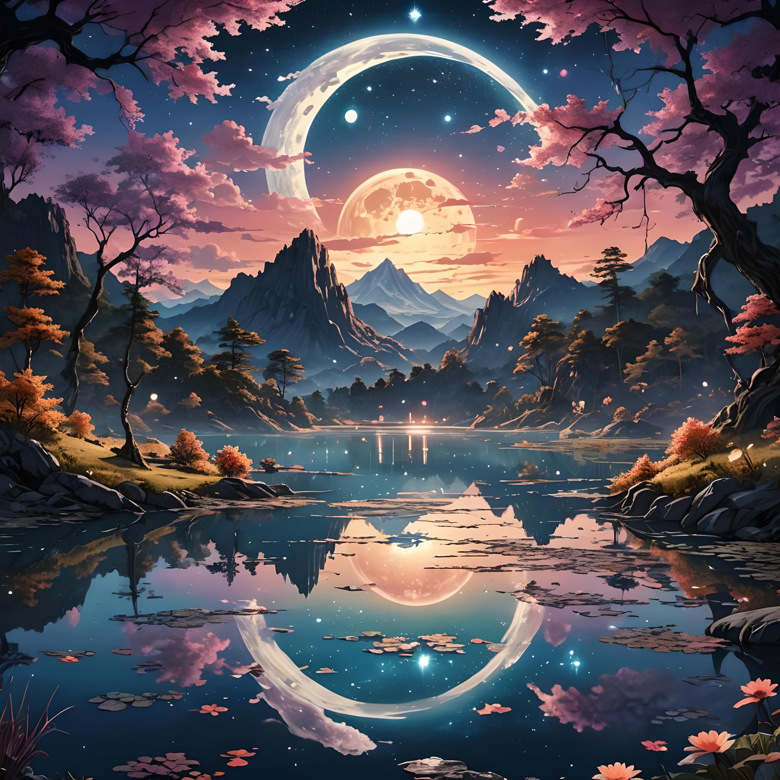 Moonlit lake