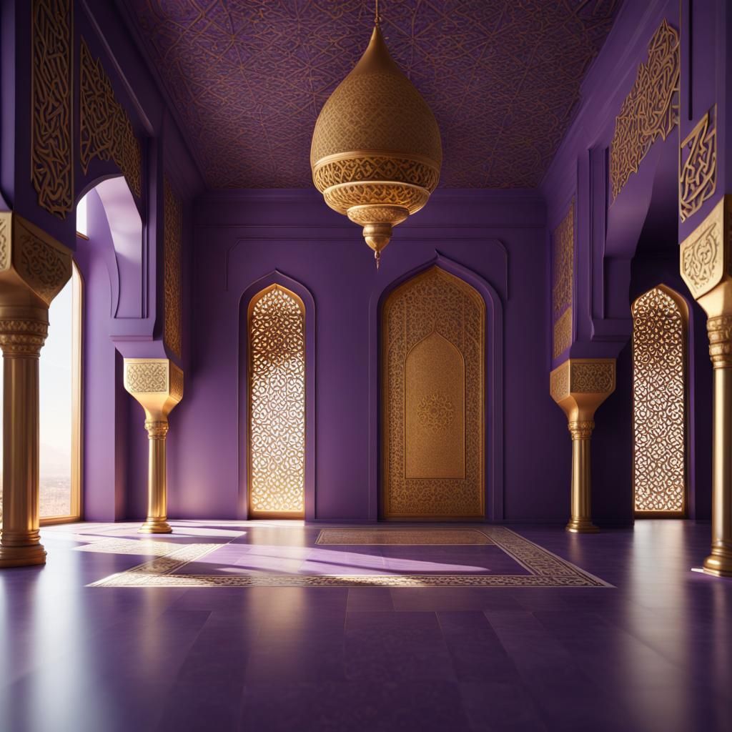 Golden Arabic Calligraphy in Grand Mosque