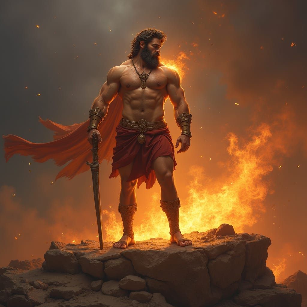 Hephaestus, God of the Forge, Works on a Cloudy Day
