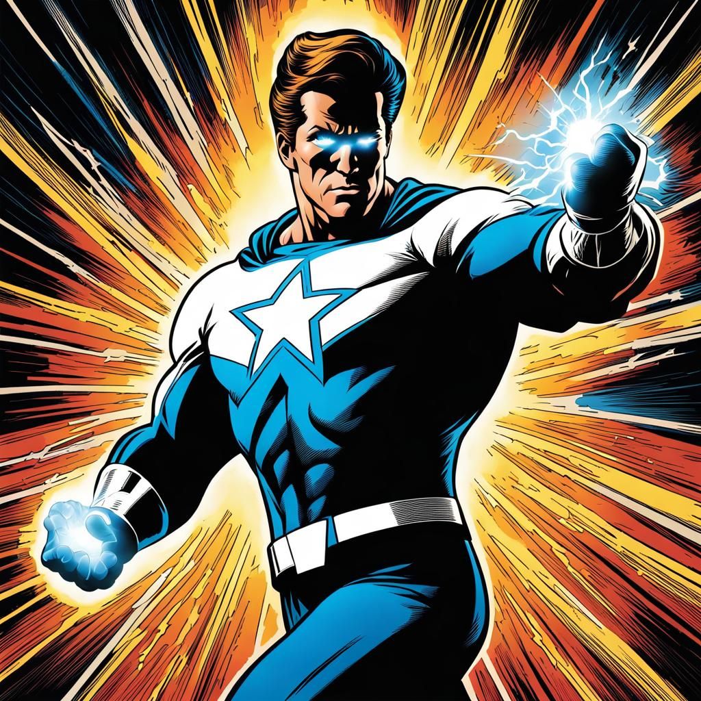 Man Ascends to Superhuman Power in Comic Style