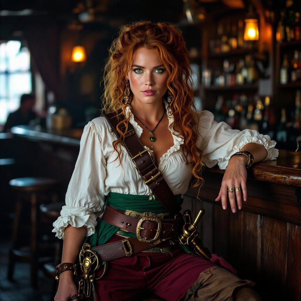 Cinematic Pirate With Peg Leg in Film Still Style