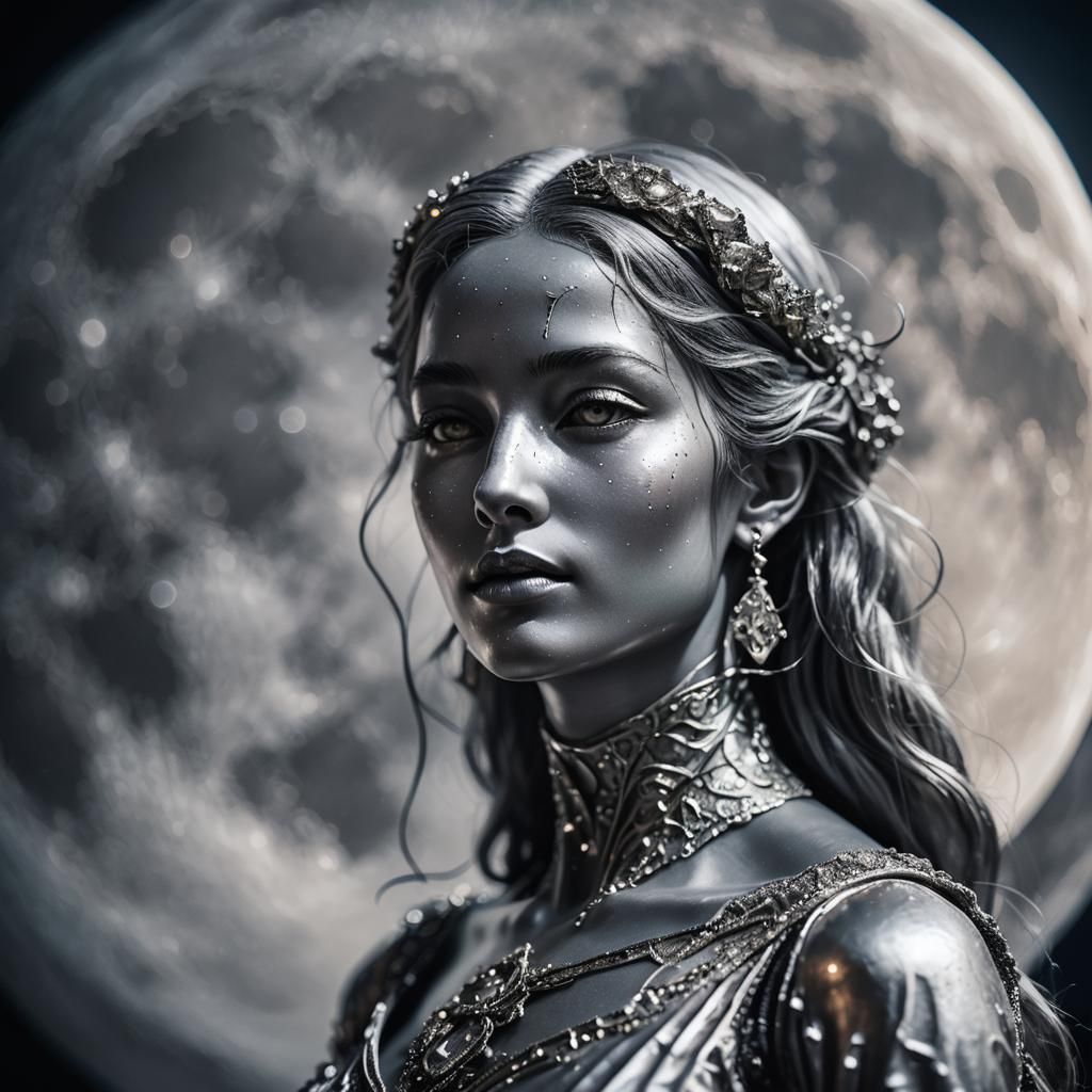 Silver Lady in Dreamy Lunar Landscape Photography