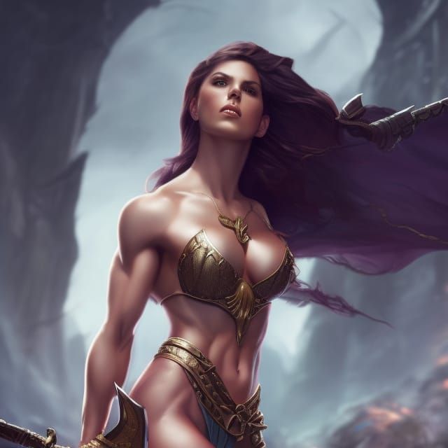 Epic Fantasy: Dragon Hunter in Dark Concept Art