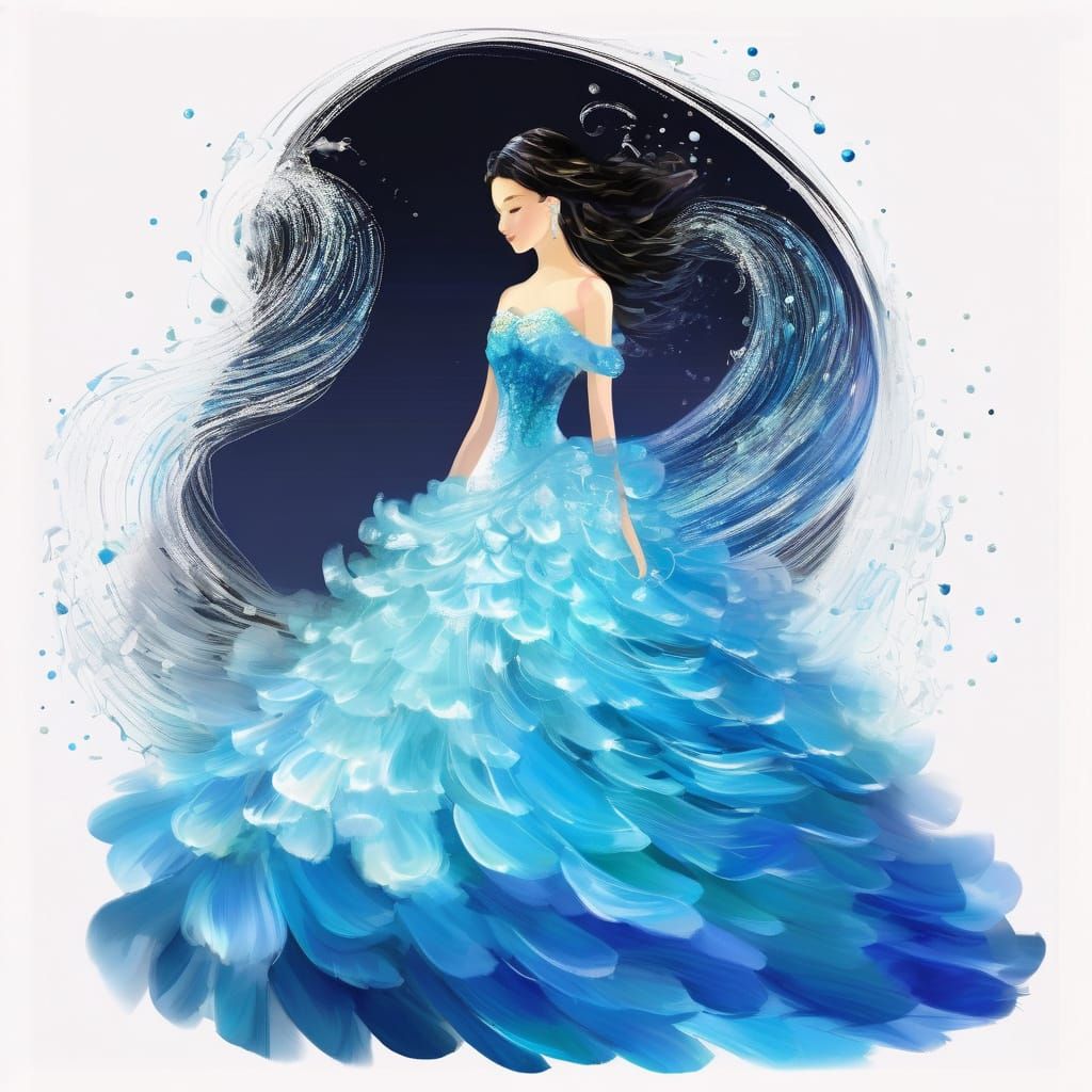 A quinceañera wearing a satin bandeau is reflected in a mirr...