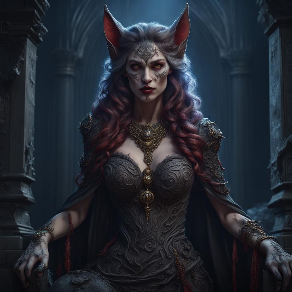 Gothic Werewolf Goddess in Detailed Matte Painting