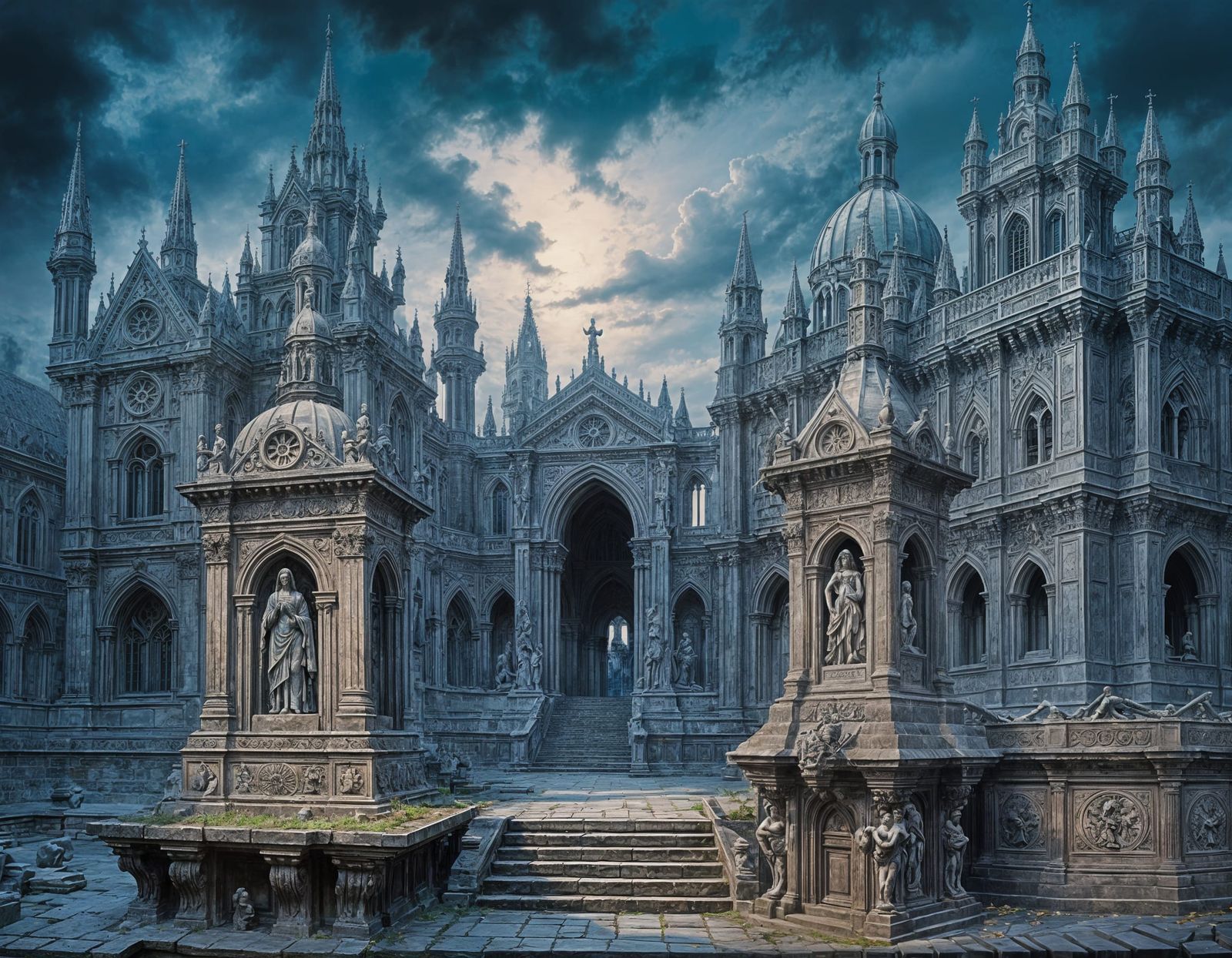 Gothic Town Center at Nightfall