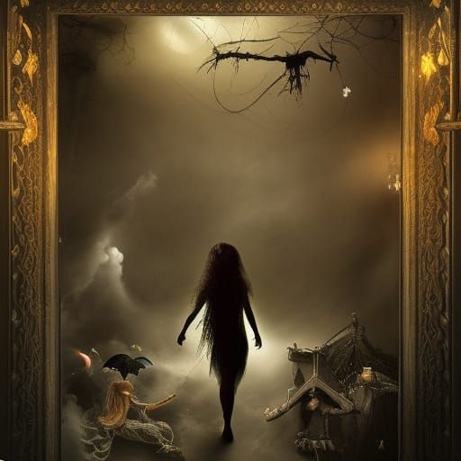 Halloween Witch and Female Ghosts: Digital Matte Painting