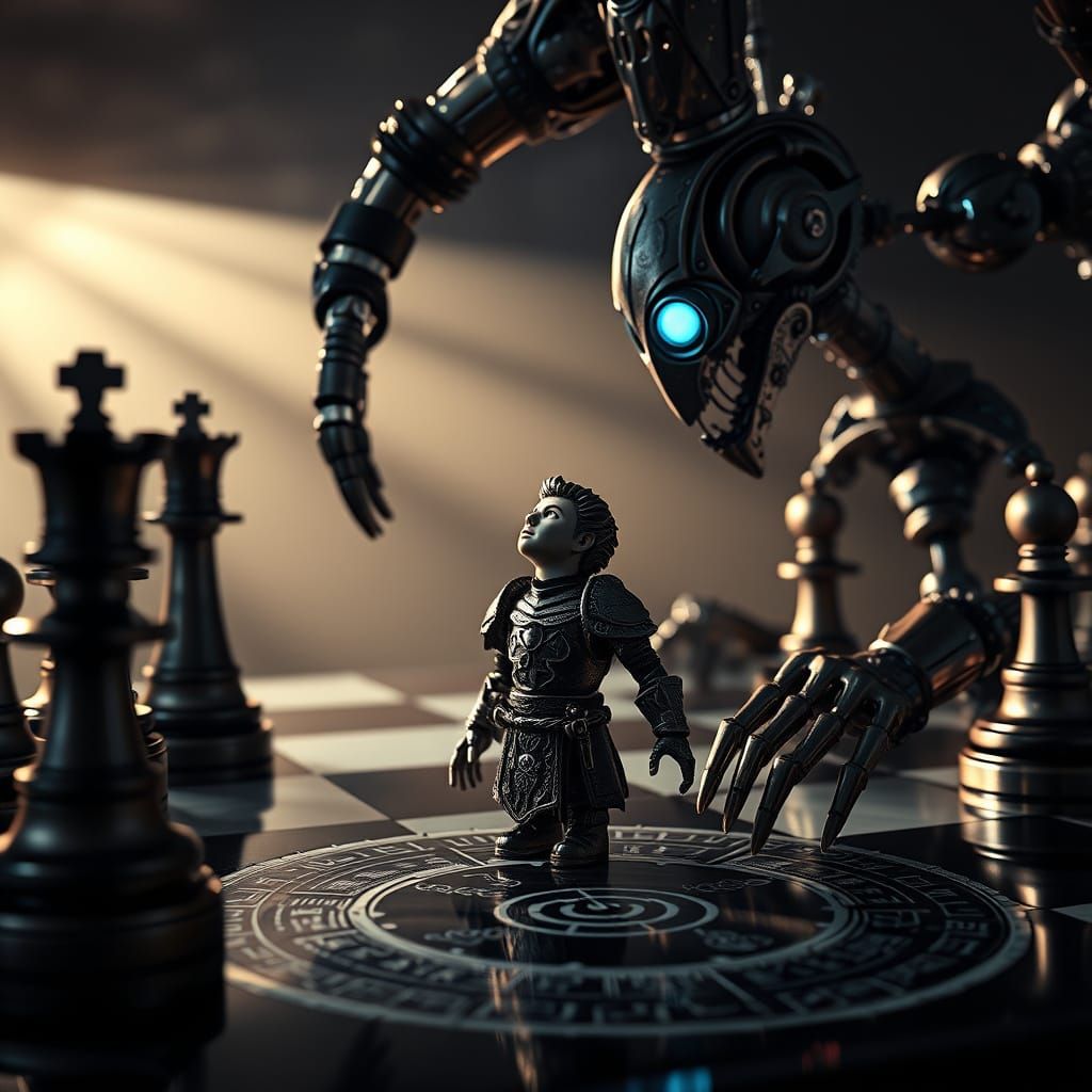 Miniature Human Chess Piece Faces Mechanical Doom in Gothic ...