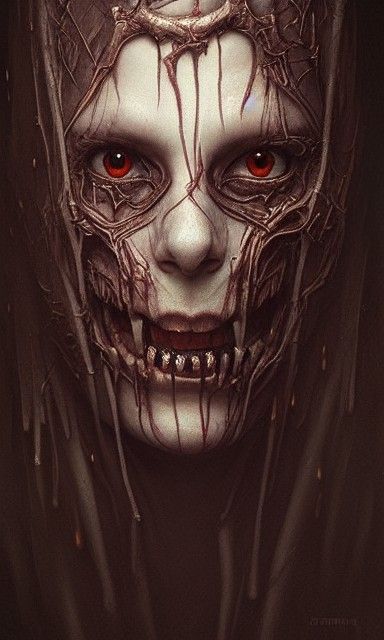 Hyperrealistic Portrait of Cursed Divinity in Horror Art