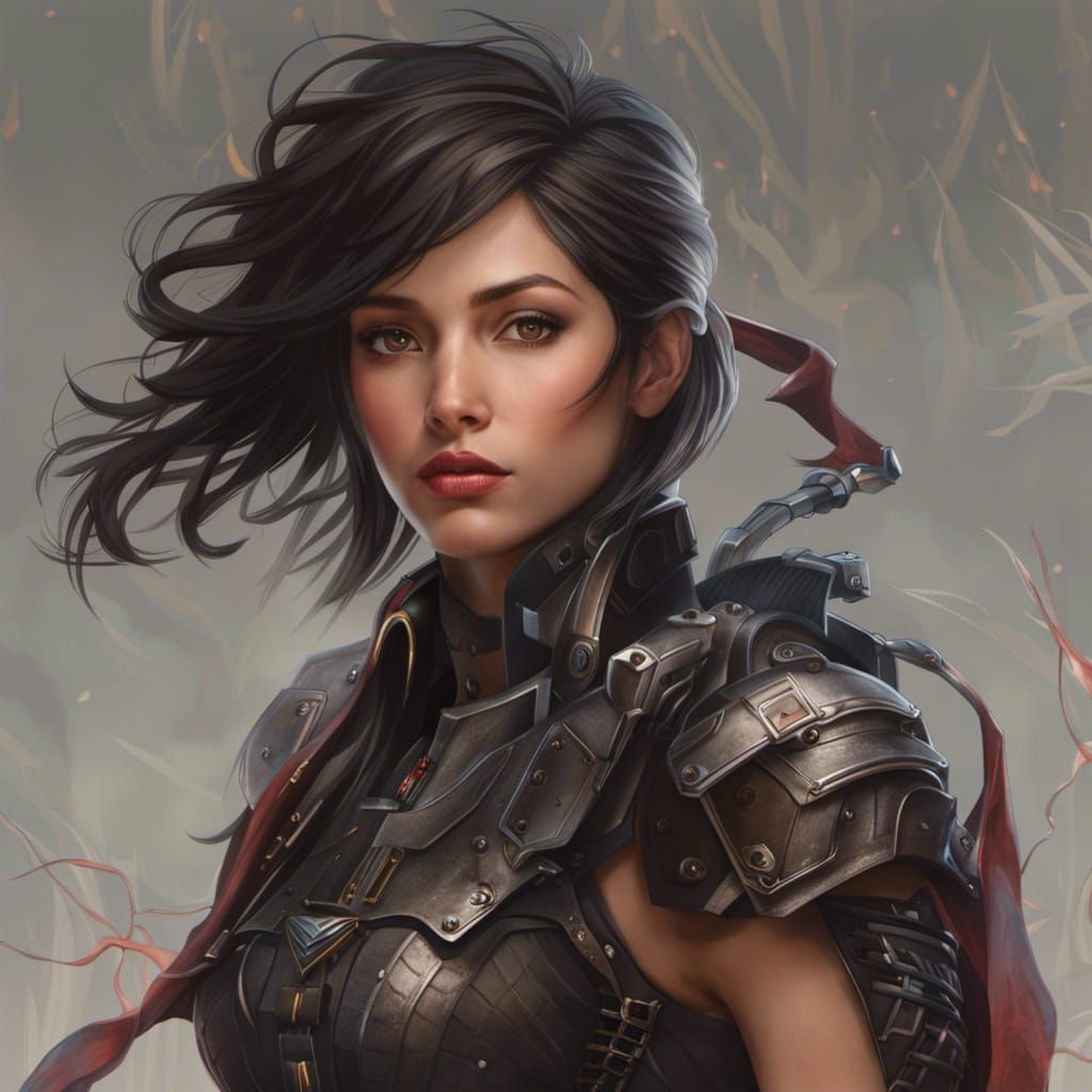 Muscular Tomboy in Latex, Dark Sci-Fi Concept Art