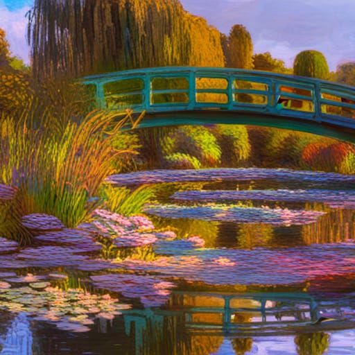 Monet's Japanese Bridge with Water Lilies