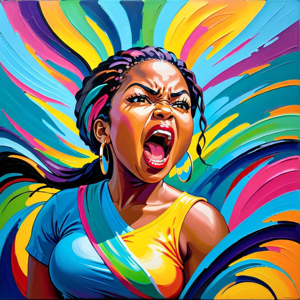 Shouting Caribbean woman (Blue Pencil XL)