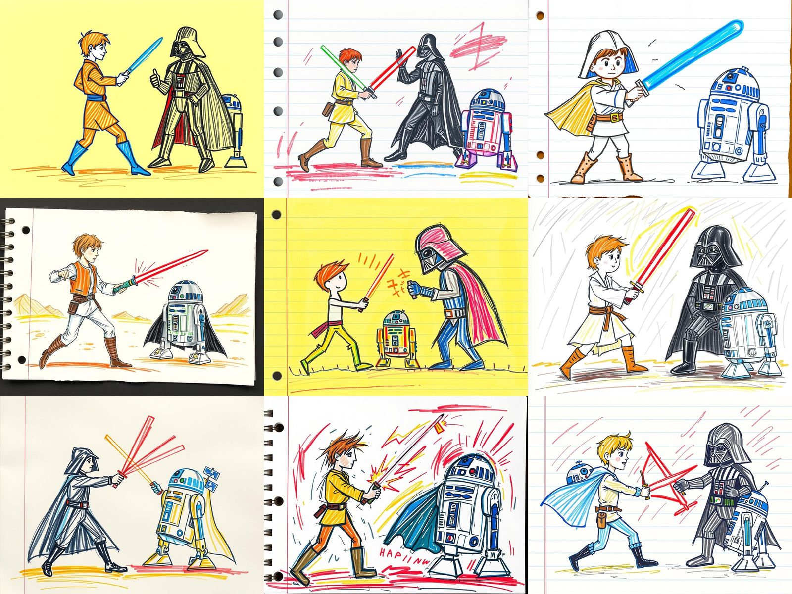 Luke Skywalker vs Darth Vader: Crayon Drawing