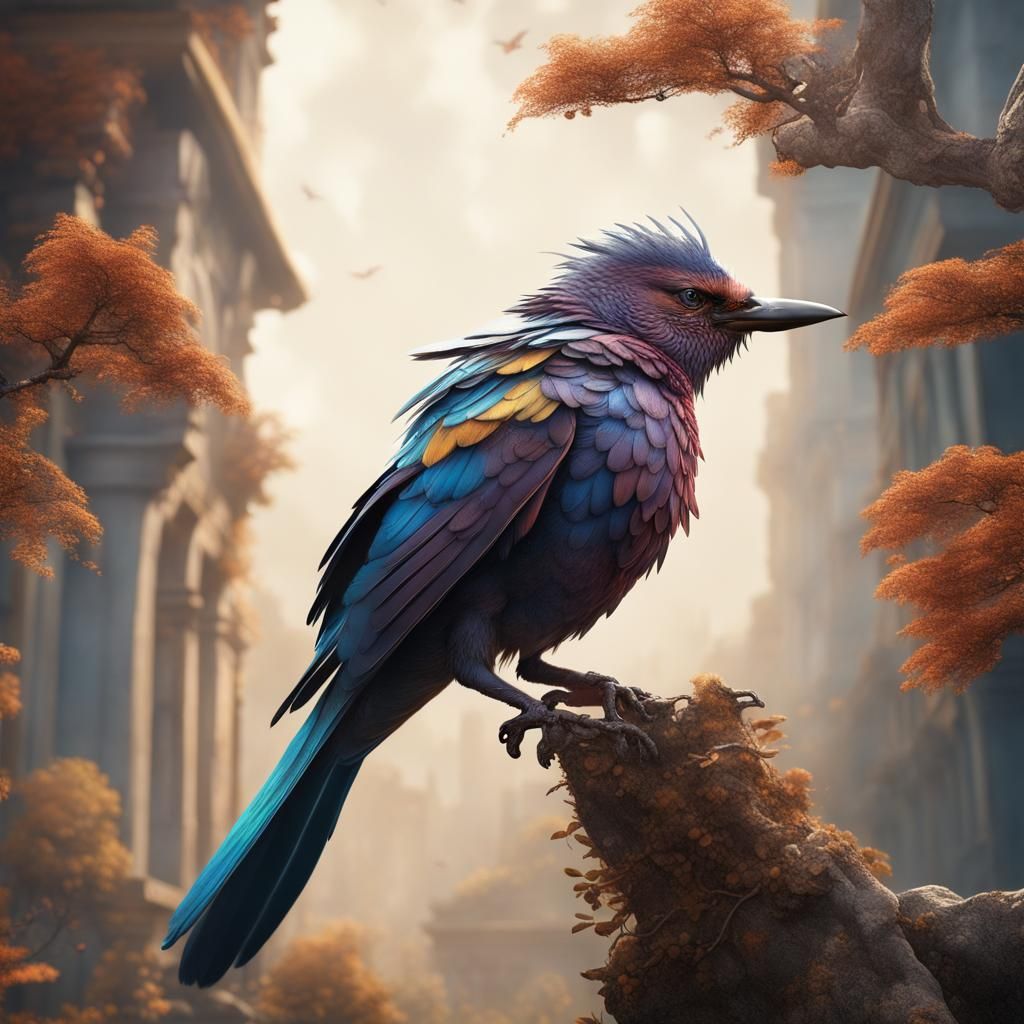 Realistic Bird Matte Painting in Deep Color