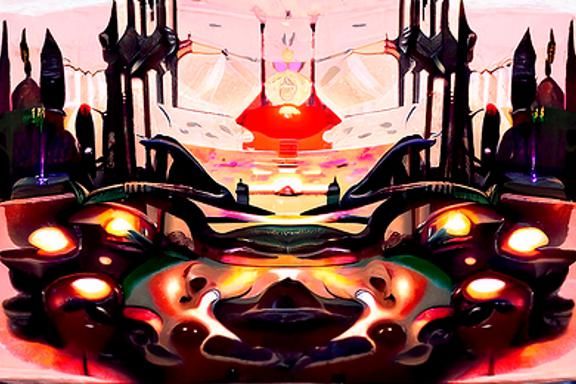 Surreal Futuristic Gothic Art with Vibrant Colors and Dazzli...